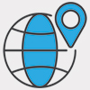 an icon of the internet symbol with a map marker next to it
